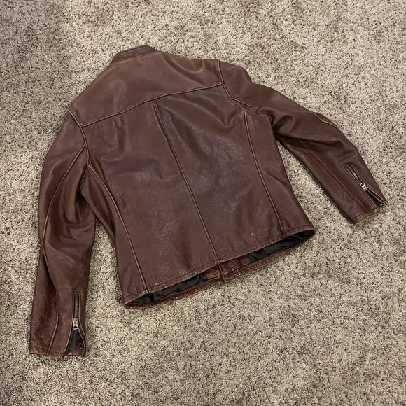 SCHOTT Vintaged Cowhide Café Racer Leather Jacket 654 XL - Picture 4 of 14
